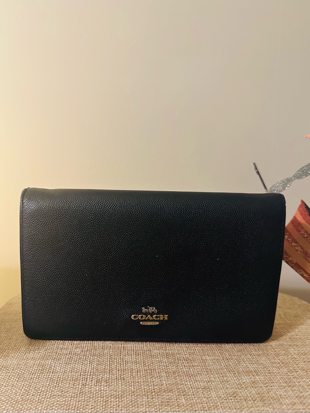 Coach Black Pebbled Leather Clutch